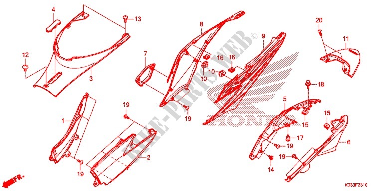 CARENAGE ARRIERE pour Honda WAVE 110 front brake disk de 2012