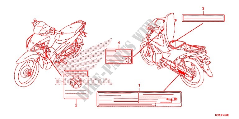 ETIQUETTE DE PRECAUTIONS pour Honda WAVE 110 front brake disk de 2012