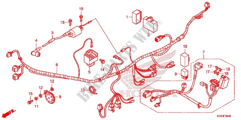 FAISCEAU DES FILS pour Honda WAVE 110 front brake disk de 2012
