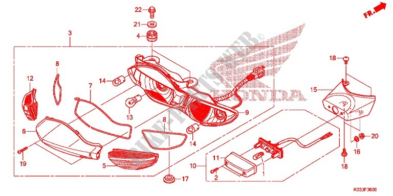 FEUX ARRIERE pour Honda WAVE 110 front brake disk de 2012