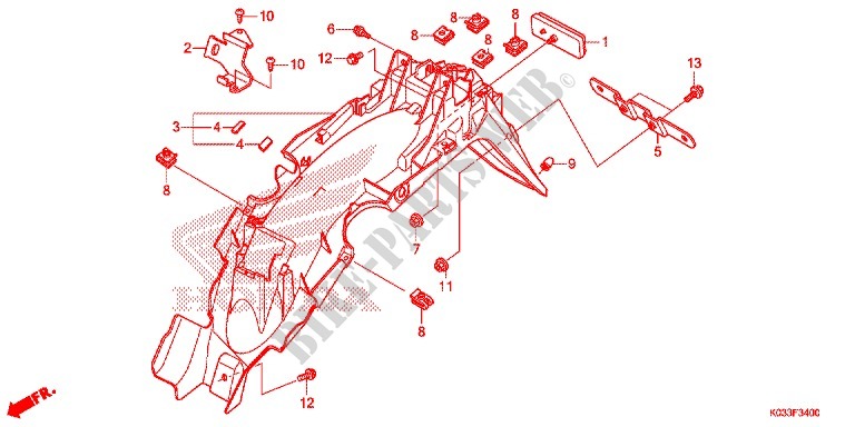 GARDE BOUE ARRIERE pour Honda WAVE 110 front brake disk de 2012