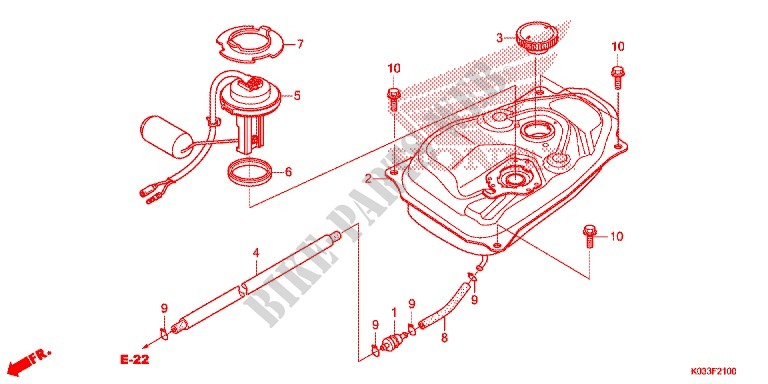 RESERVOIR A CARBURANT pour Honda WAVE 110 front brake disk de 2012