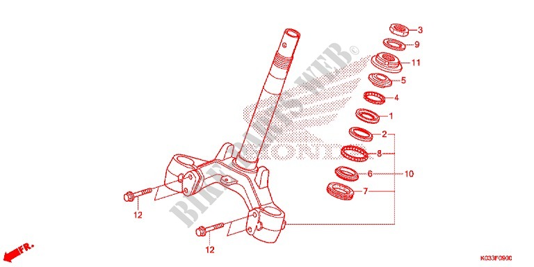 TE DE FOURCHE pour Honda WAVE 110 front brake disk de 2012