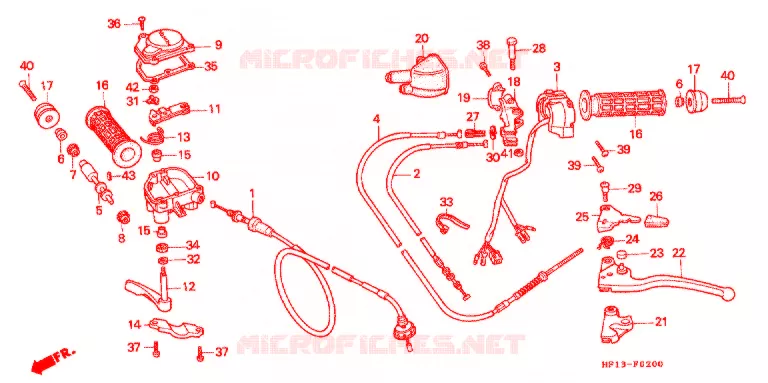 LEVIER DE GUIDON - CABLE - COMMODO Honda ATV 200 FOURTRAX 1991  TRX200M
