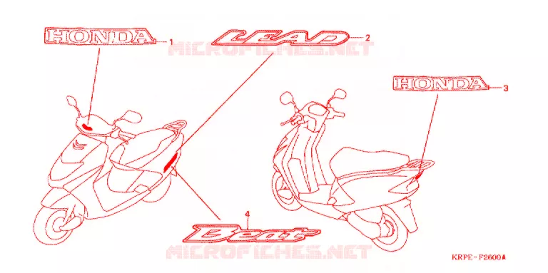 AUTOCOLLANTS Honda SCOOTER 100 LEAD 2003  SCV1003
