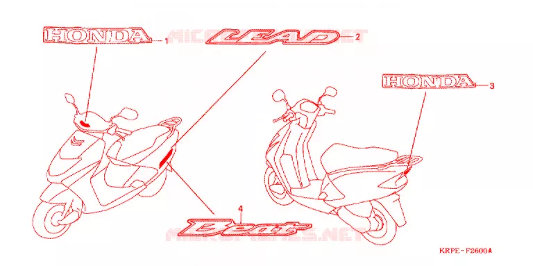 AUTOCOLLANTS Honda SCOOTER 100 LEAD 2004  SCV1003
