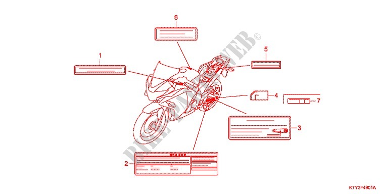 ETIQUETTE DE PRECAUTIONS (KO,2KO) pour Honda CBR 125 RED de 2013