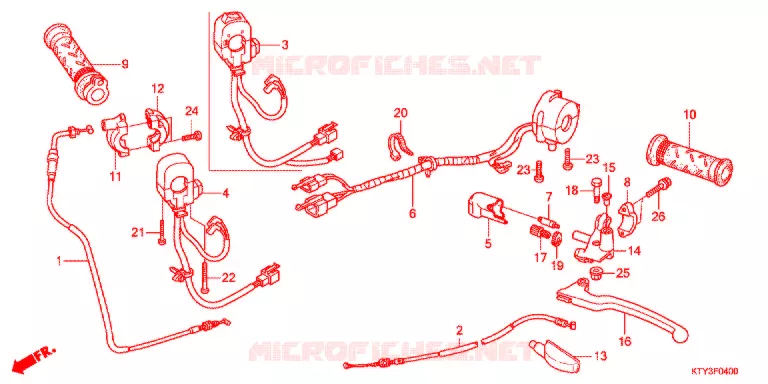 LEVIER DE GUIDON - CABLE - COMMODO Honda MOTO 125 CBR 2014  CBR125RTD