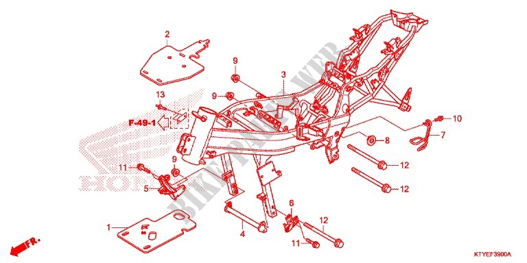 CADRE pour Honda CBR 125 WHITE de 2014
