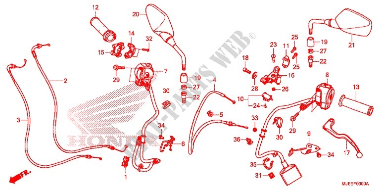 LEVIER DE GUIDON   CABLE   COMMODO pour Honda CB 650 F ABS de 2015