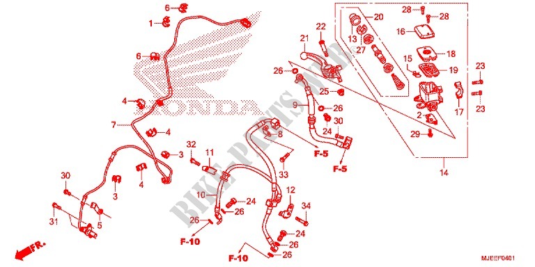 MAITRE CYLINDRE DE FREIN AVANT (CB650FA) pour Honda CB 650 F ABS de 2015