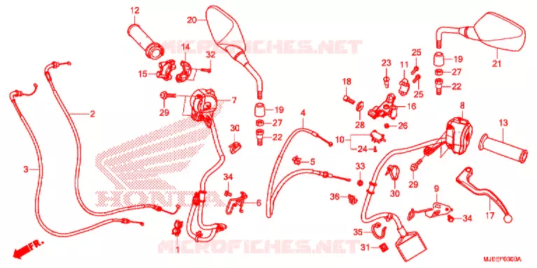 LEVIER DE GUIDON - CABLE - COMMODO Honda MOTO 650 CB 2014  CB650FAE
