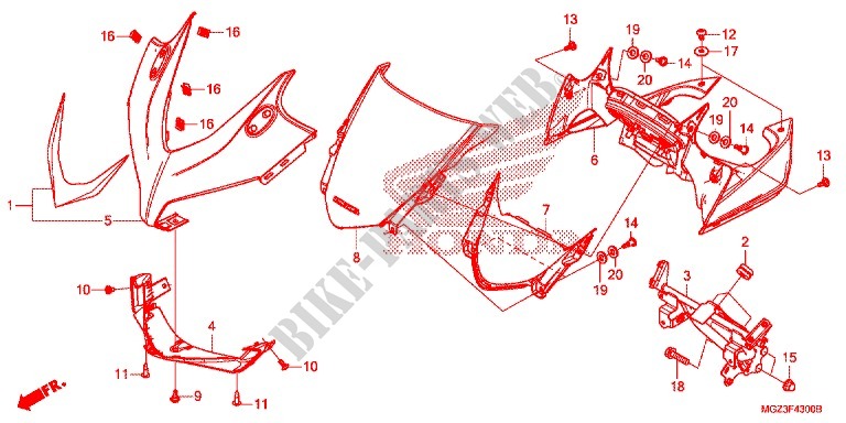 TETE DE FOURCHE pour Honda CBR 500 R de 2014