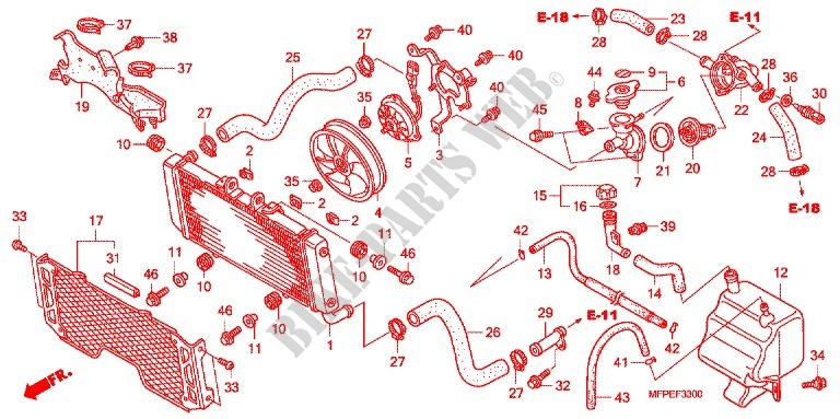 RADIATEUR pour Honda CB 1300 ABS, TETE DE FOURCHE de 2011