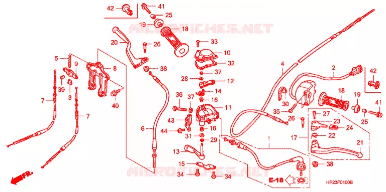 LEVIER DE GUIDON - CABLE - COMMODO Honda ATV 90 FOURTRAX 2013  TRX90XD