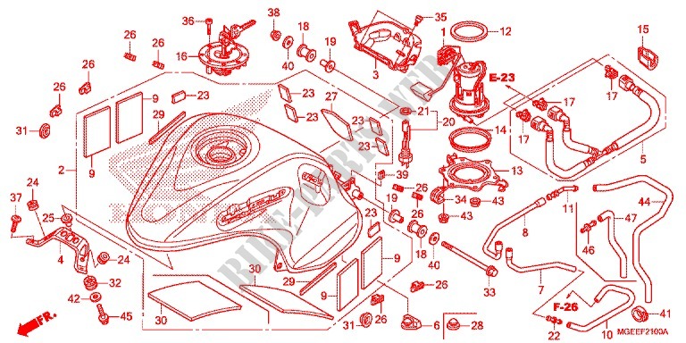 RESERVOIR A CARBURANT   POMPE A ESSENCE pour Honda VFR 1200 RED de 2015