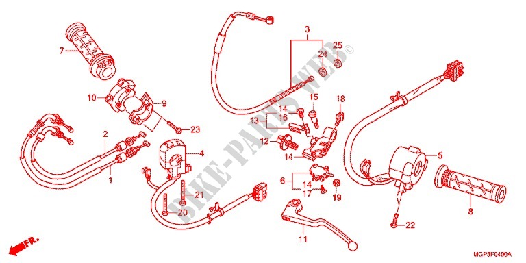 LEVIER DE GUIDON   CABLE   COMMODO pour Honda CBR 1000 RR ABS de 2012
