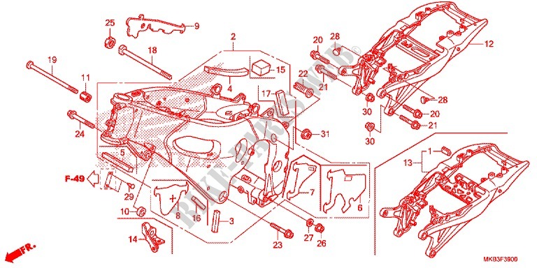 CADRE pour Honda CBR 1000 RR ABS TRICOLORE de 2015