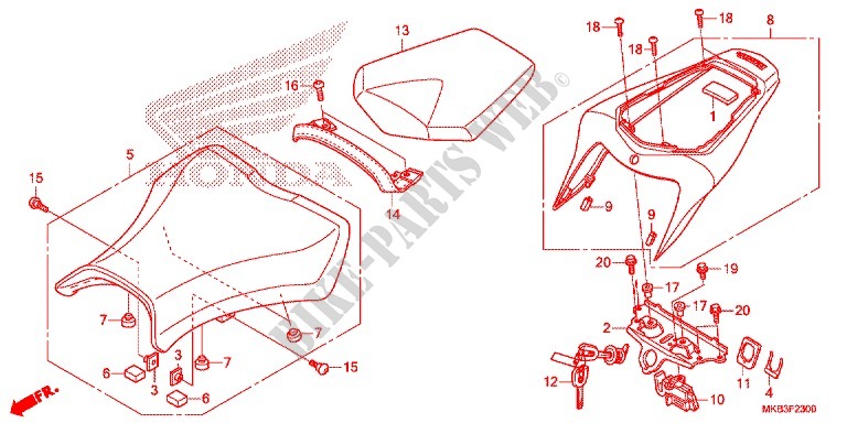 SELLE (CBR1000RR/RA) pour Honda CBR 1000 RR ABS TRICOLORE de 2015