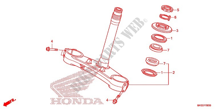 TE DE FOURCHE pour Honda CBR 1000 RR ABS TRICOLORE de 2015