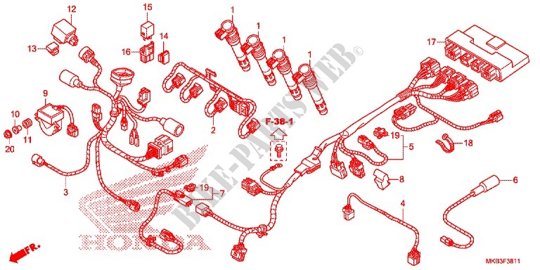 FAISCEAU SECONDAIRE (CBR1000RA/SA) pour Honda CBR 1000 RR CABS REPSOL de 2015