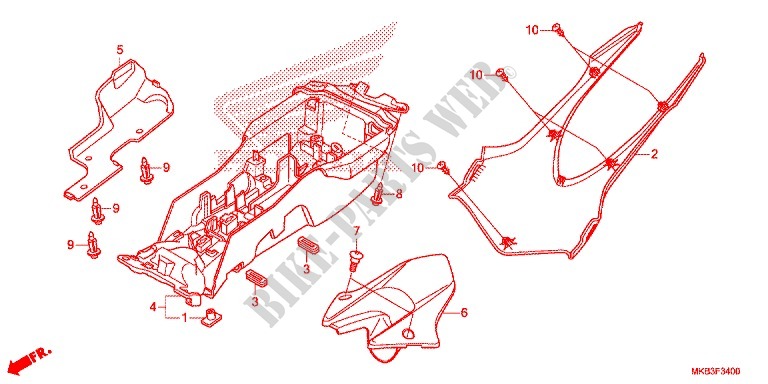 GARDE BOUE ARRIERE (CBR1000RR/S) pour Honda CBR 1000 SP REPSOL de 2015