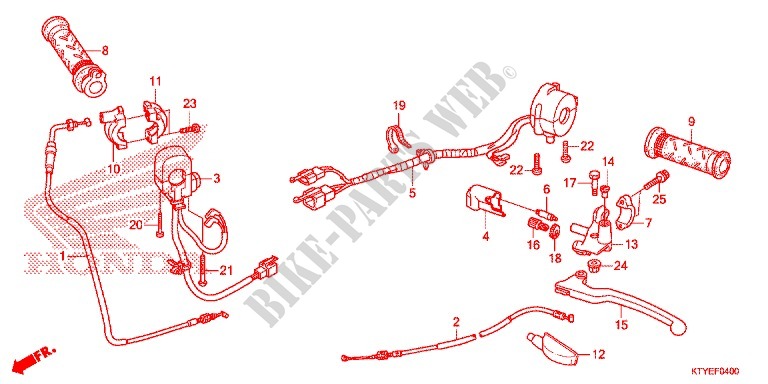 LEVIER DE GUIDON   CABLE   COMMODO pour Honda CBR 125 REPSOL de 2015
