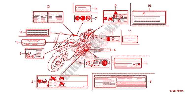 ETIQUETTE DE PRECAUTIONS (EXCEPT KO) pour Honda CBR 125 TRI COLOUR de 2015
