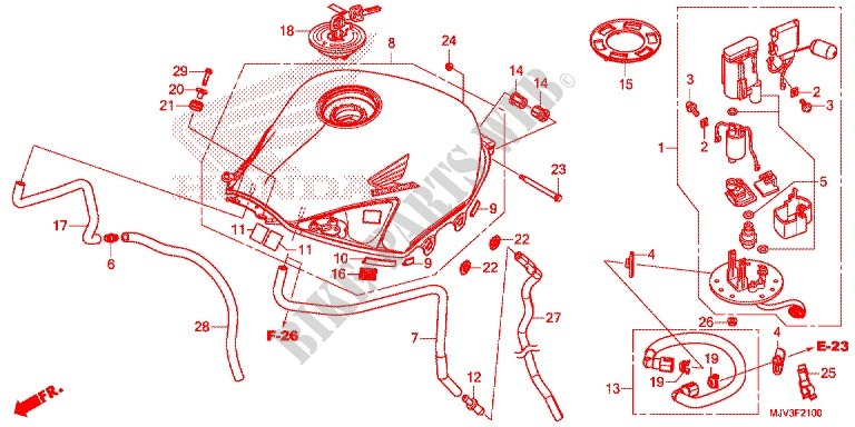 RESERVOIR A CARBURANT   POMPE A ESSENCE pour Honda CBR 500 R ABS RED de 2015