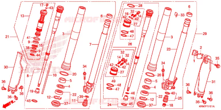FOURCHE (CRF250RF,G) Honda MOTO 250 CRF 2016  CRF250RG