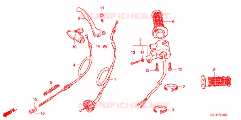 LEVIER DE GUIDON - CABLE - COMMODO Honda MOTO 50 CRF 2008  CRF50F8