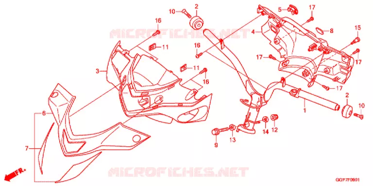 GUIDON - CARENAGE (NSC502WH/T2) Honda SCOOTER 50 VISION 2015  NSC50T2F