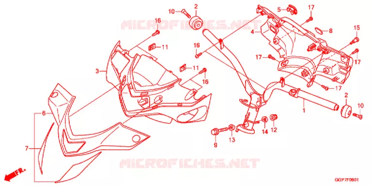 GUIDON - CARENAGE (NSC502WH/T2) Honda SCOOTER 50 VISION 2015  NSC50T2F