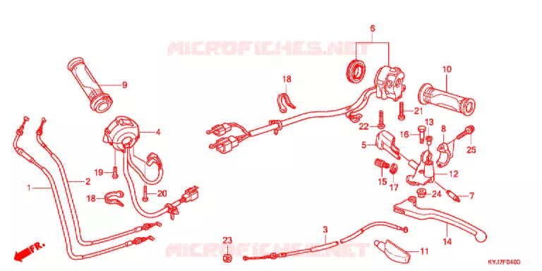 LEVIER DE GUIDON - CABLE - COMMODO Honda MOTO 250 CBR 2012  CBR250RAB
