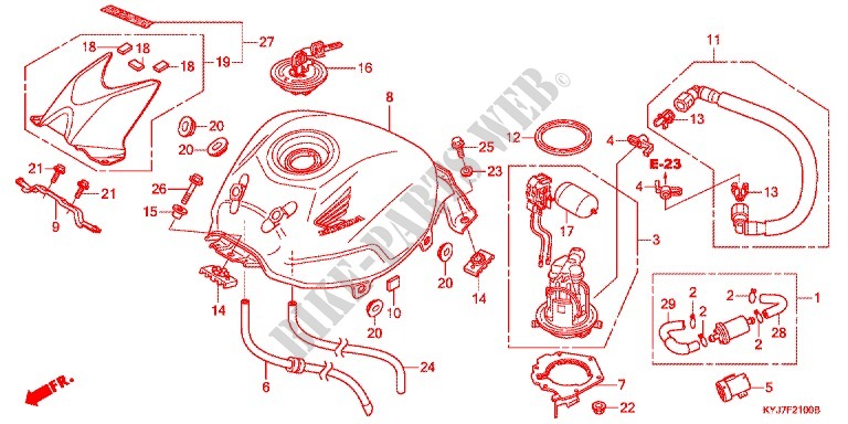 RESERVOIR A CARBURANT pour Honda CBR 250 R ABS NOIRE de 2011