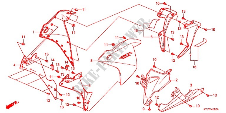 CARENAGES LATERAUX AVANT   SABOT pour Honda CBR 250 R ABS TRICOLORE de 2011