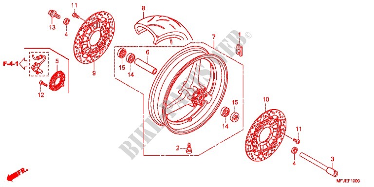ROUE AVANT pour Honda CBR 600 R ABS RED de 2012
