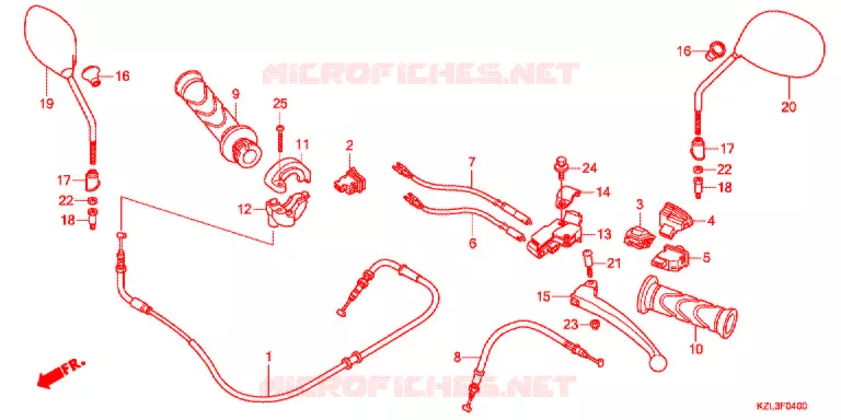 LEVIER DE GUIDON - CABLE - COMMODO Honda SCOOTER 110 VISION 2011  NSC110WHB