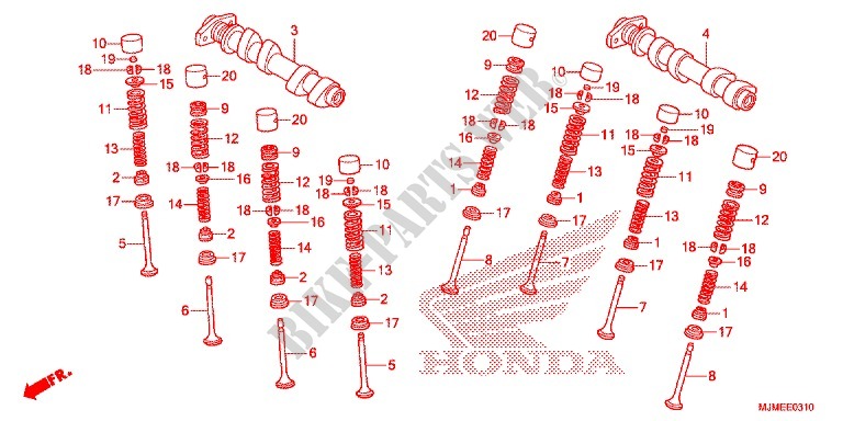 ARBRE A CAMES   SOUPAPE (ARRIERE) pour Honda CROSSRUNNER 800 de 2015