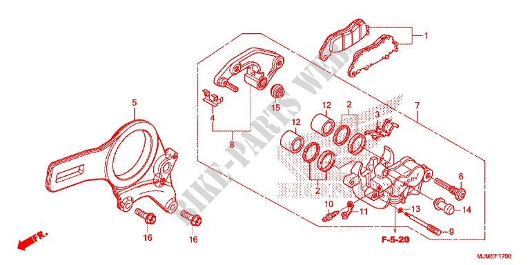 ETRIER DE FREIN ARRIERE pour Honda CROSSRUNNER 800 de 2015
