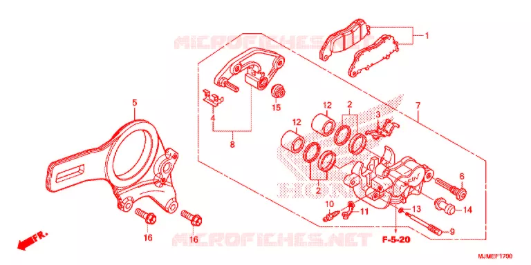 ETRIER DE FREIN ARRIERE Honda MOTO 800 CROSSRUNNER 2017  VFR800XF