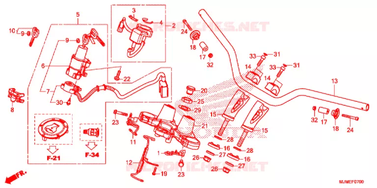 GUIDON - TE DE FOURCHE Honda MOTO 800 CROSSRUNNER 2017  VFR800XF