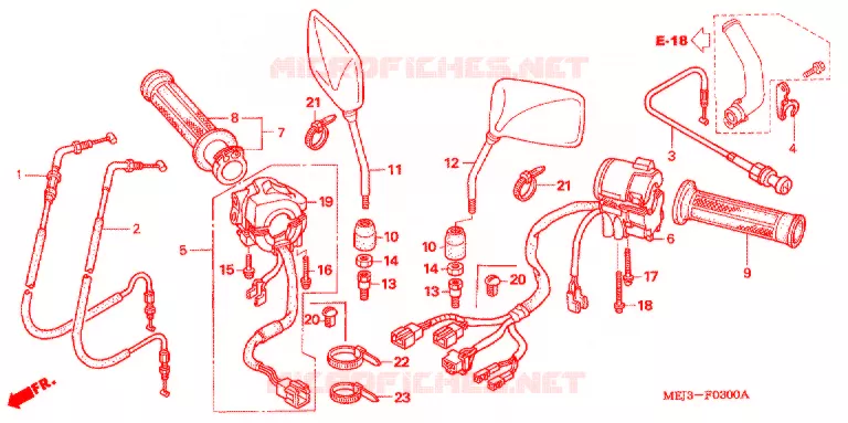 COMMODO - LEVIER - CABLE Honda MOTO 1300 CB 2005  CB13005