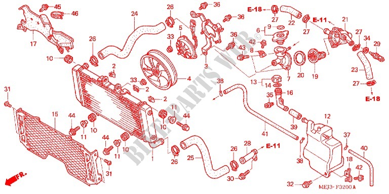 RADIATEUR (CB1300/F/F1/S) pour Honda CB 1300 de 2006