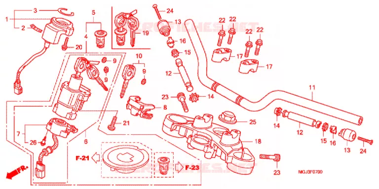 GUIDON - TE DE FOURCHE Honda MOTO 1000 CBF 2011  CBF1000FAB