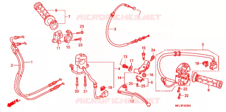 LEVIER DE GUIDON - CABLE - COMMODO Honda MOTO 600 CBR 2008  CBR600RR8