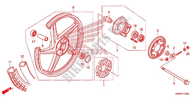 ROUE ARRIERE pour Honda WAVE 110 front brake disk de 2012