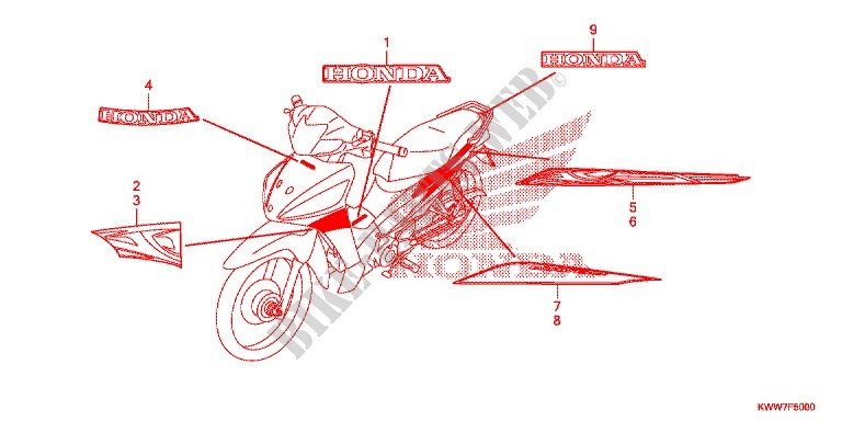 AUTOCOLLANTS pour Honda WAVE 110 front brake disk de 2012