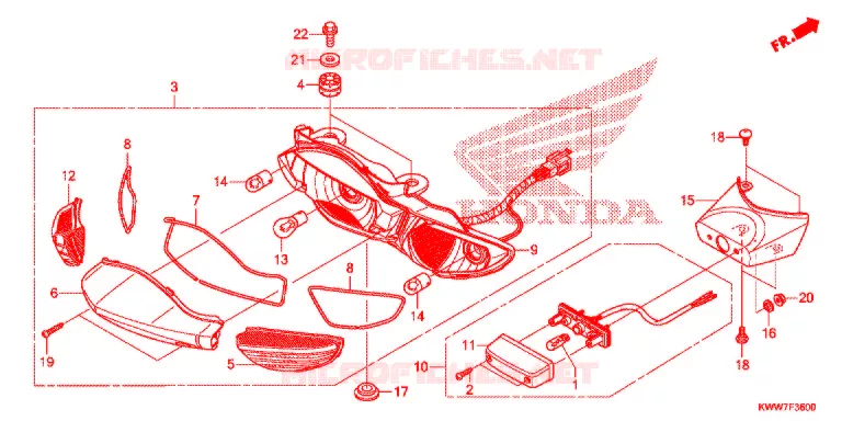 FEUX ARRIERE Honda MOTO 110 WAVE 2012  AFS1102SHC
