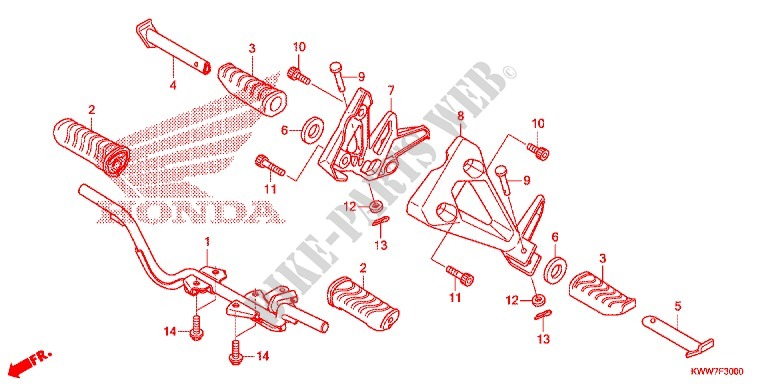 REPOSE PIED pour Honda WAVE 110 front brake disk de 2012